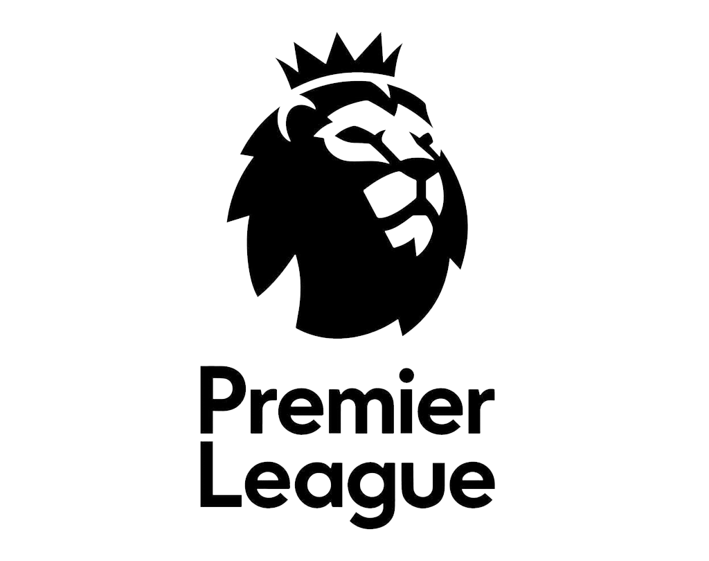 Logotipo oficial de la Premier League inglesa con la cabeza del león coronada en negro sobre fondo blanco.