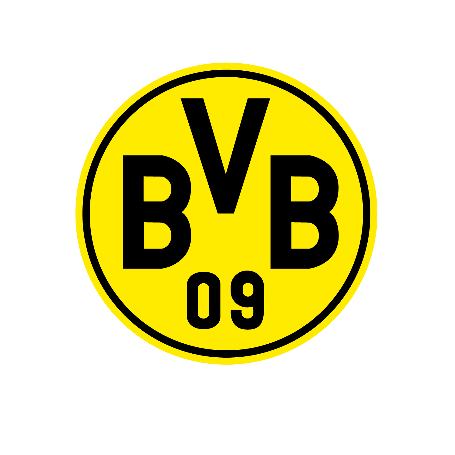 Escudo oficial del Borussia Dortmund BVB 09 con el círculo amarillo y las siglas del club en negro.