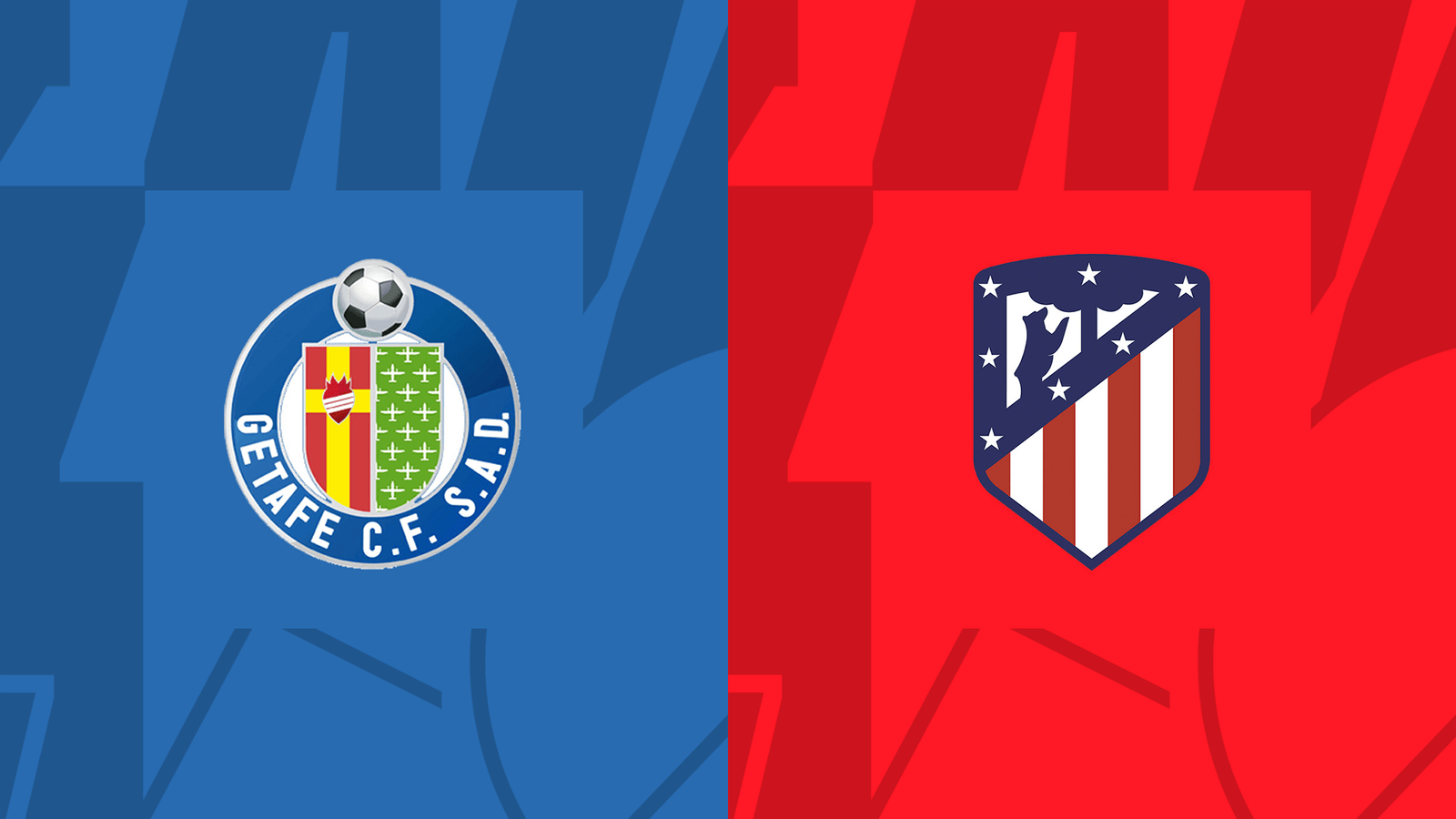LALIGA Comparativa de escudos oficiales del Getafe CF y Atlético de Madrid para previa de partido de LALIGA.
