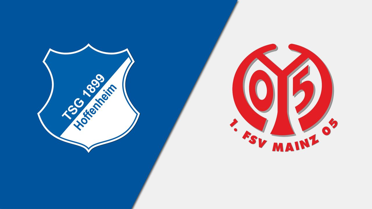 Comparativa de escudos oficiales del TSG 1899 Hoffenheim y 1. FSV Mainz 05 para previa de partido de la Bundesliga.