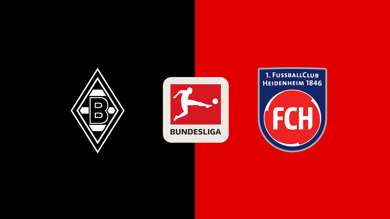 Comparativa de escudos oficiales del Borussia Mönchengladbach y 1. FC Heidenheim 1846 con el parche de la Bundesliga central.