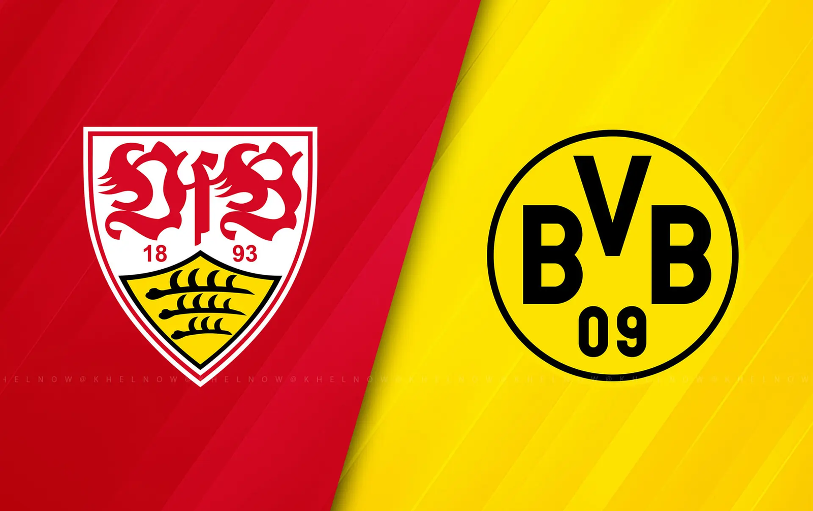 Comparativa de escudos oficiales del VfB Stuttgart y Borussia Dortmund (BVB) para previa de partido de la Bundesliga.