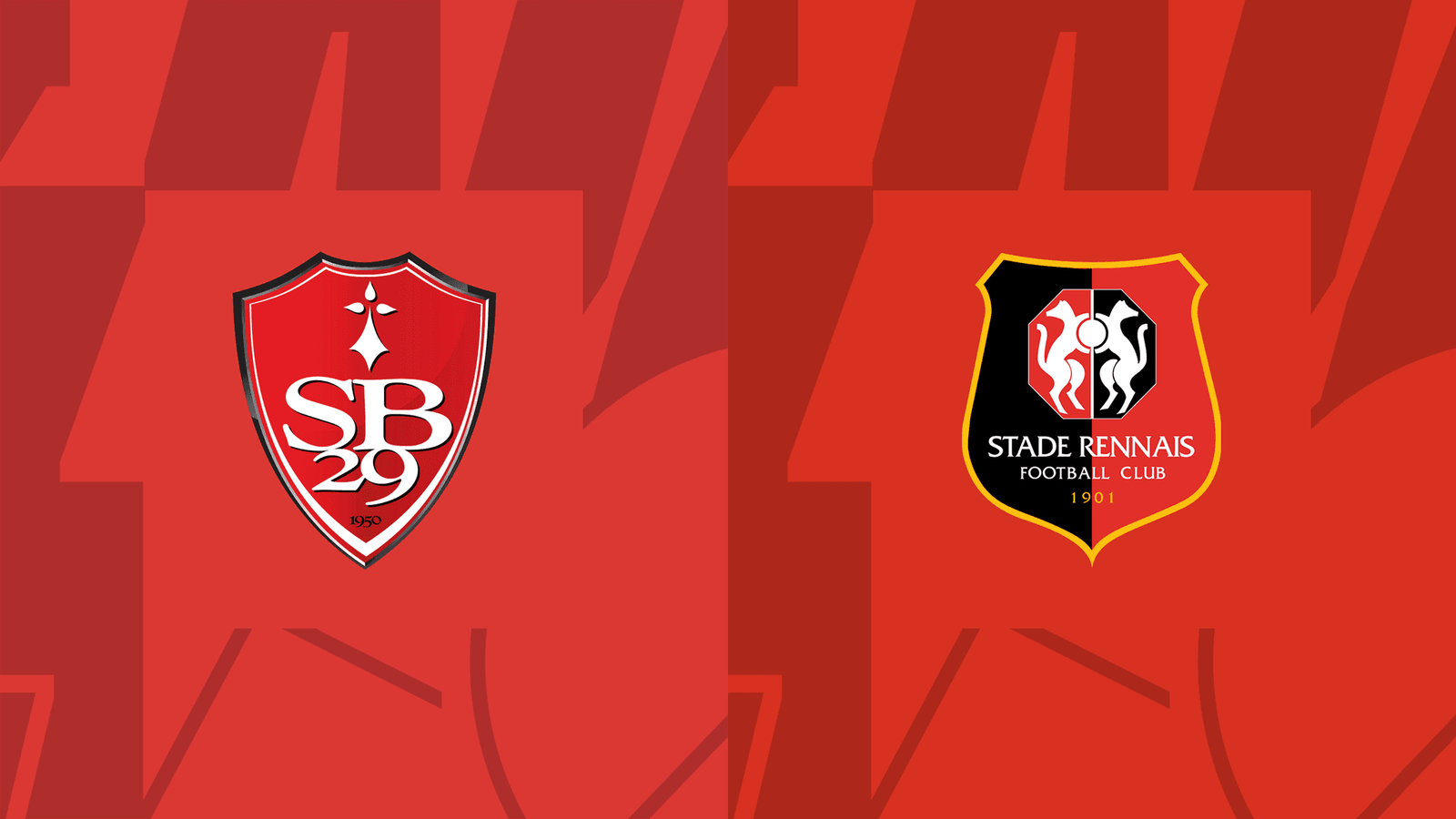 Comparativa de escudos oficiales del Stade Brestois 29 y Stade Rennais FC para el derbi de Bretaña en la Ligue 1.
