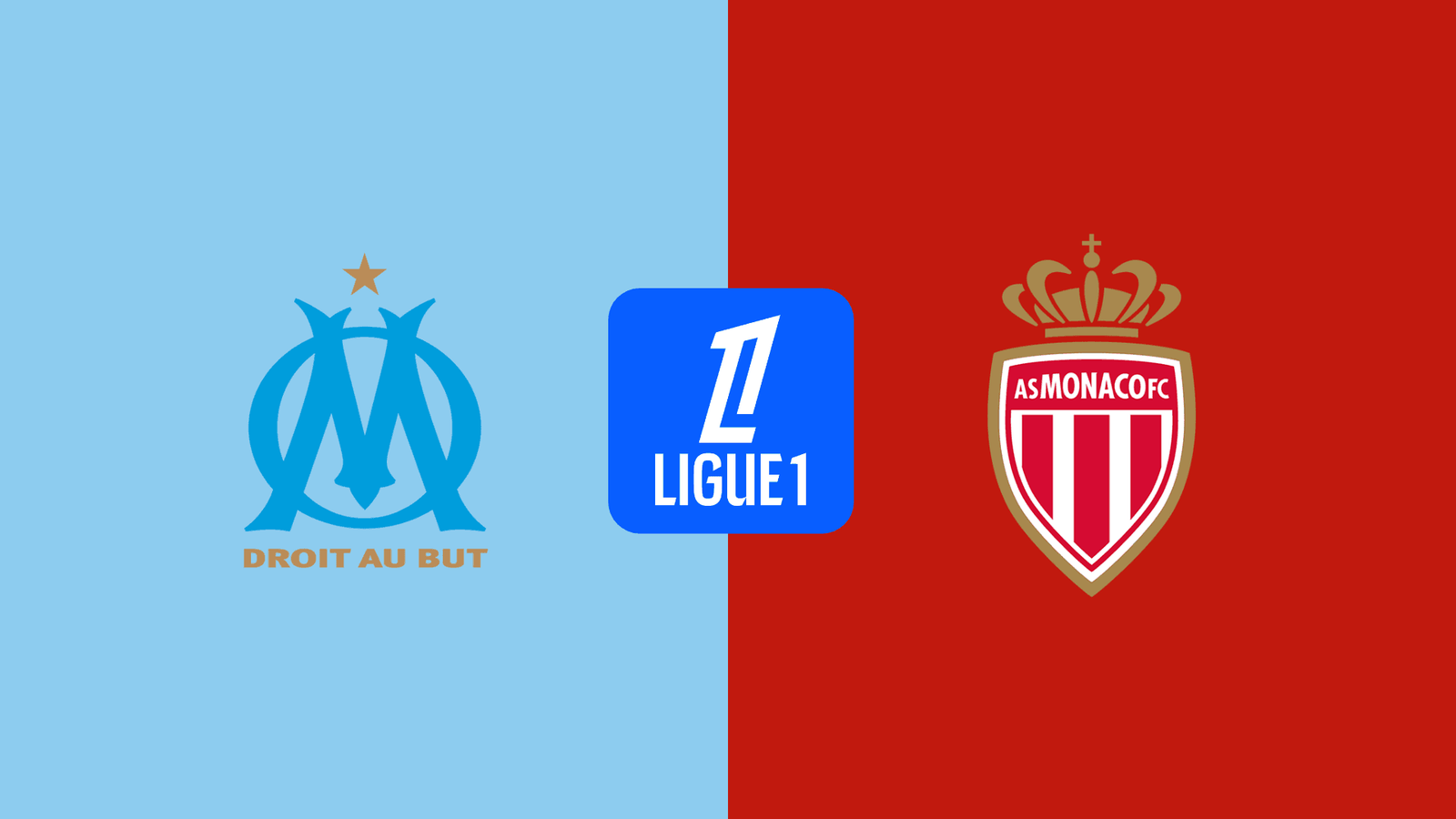 Comparativa de escudos oficiales del Olympique de Marsella y AS Monaco con el logotipo central de la Ligue 1.