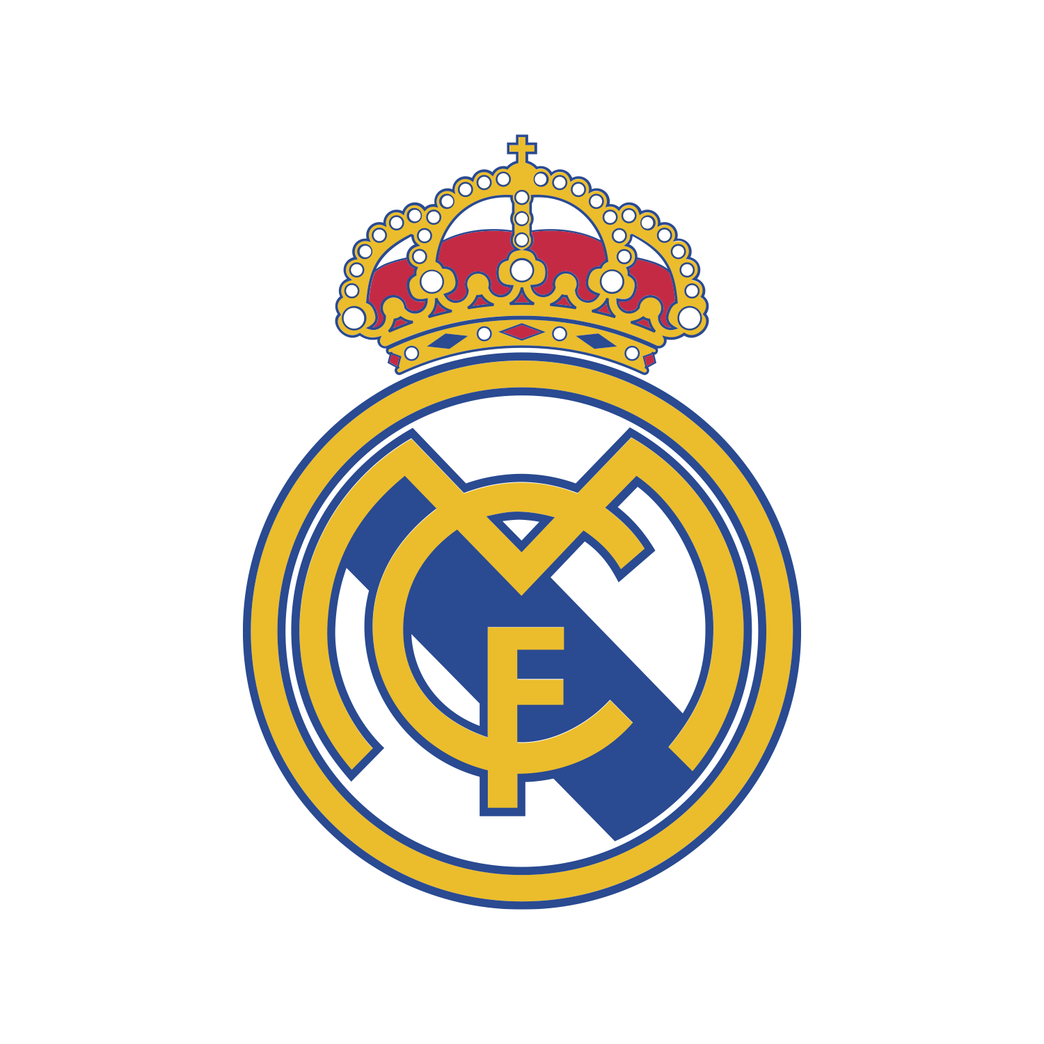 escudo-real-madrid-oficial-hd-laliga Escudo oficial del Real Madrid Club de Fútbol con la corona real, las iniciales MCF y la banda azul sobre fondo blanco.